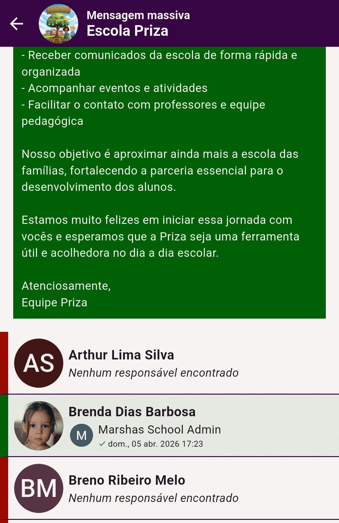 Relatório de Leitura das Mensagens