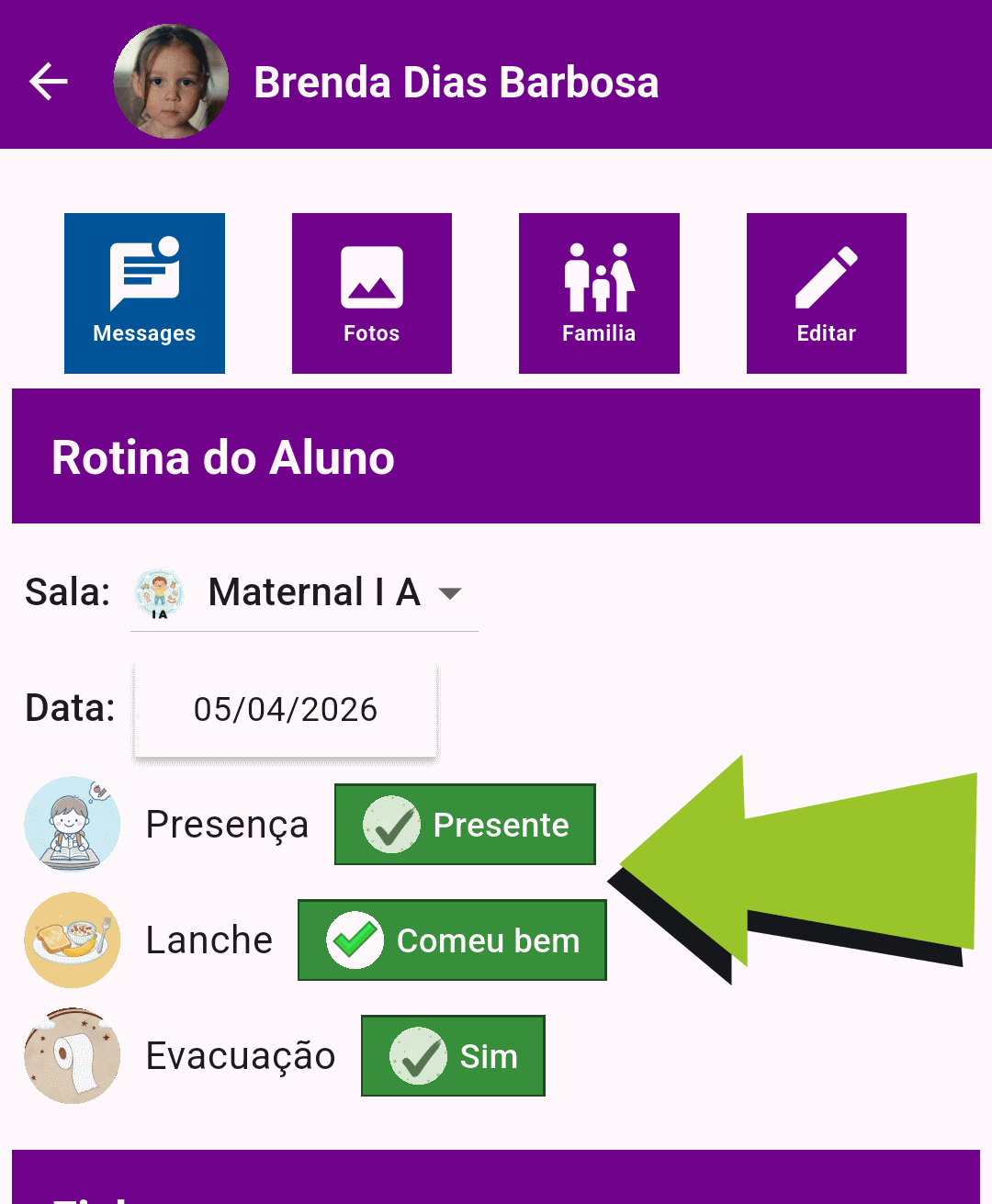 Acompanhamento da Rotina