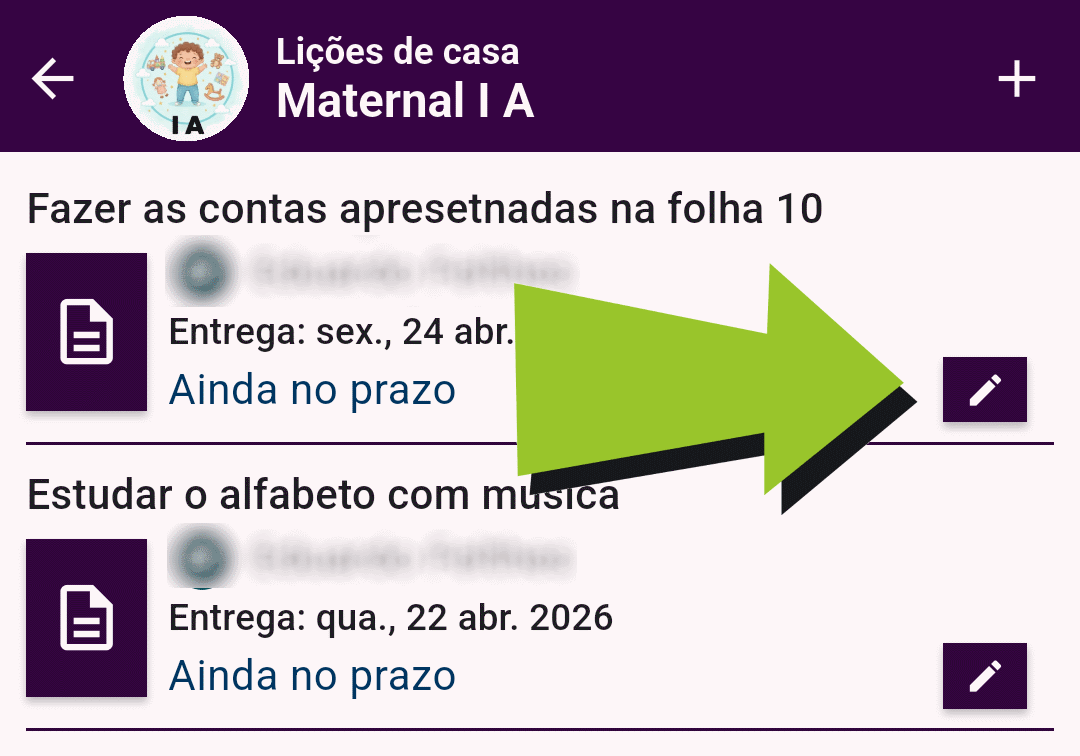 Atualizar lição de casa