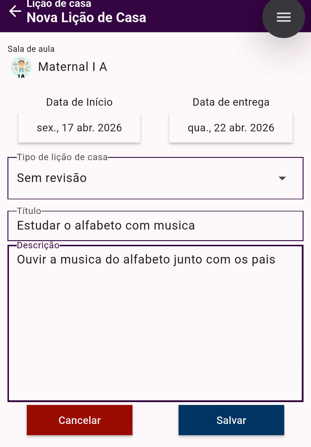 Nova lição de casa