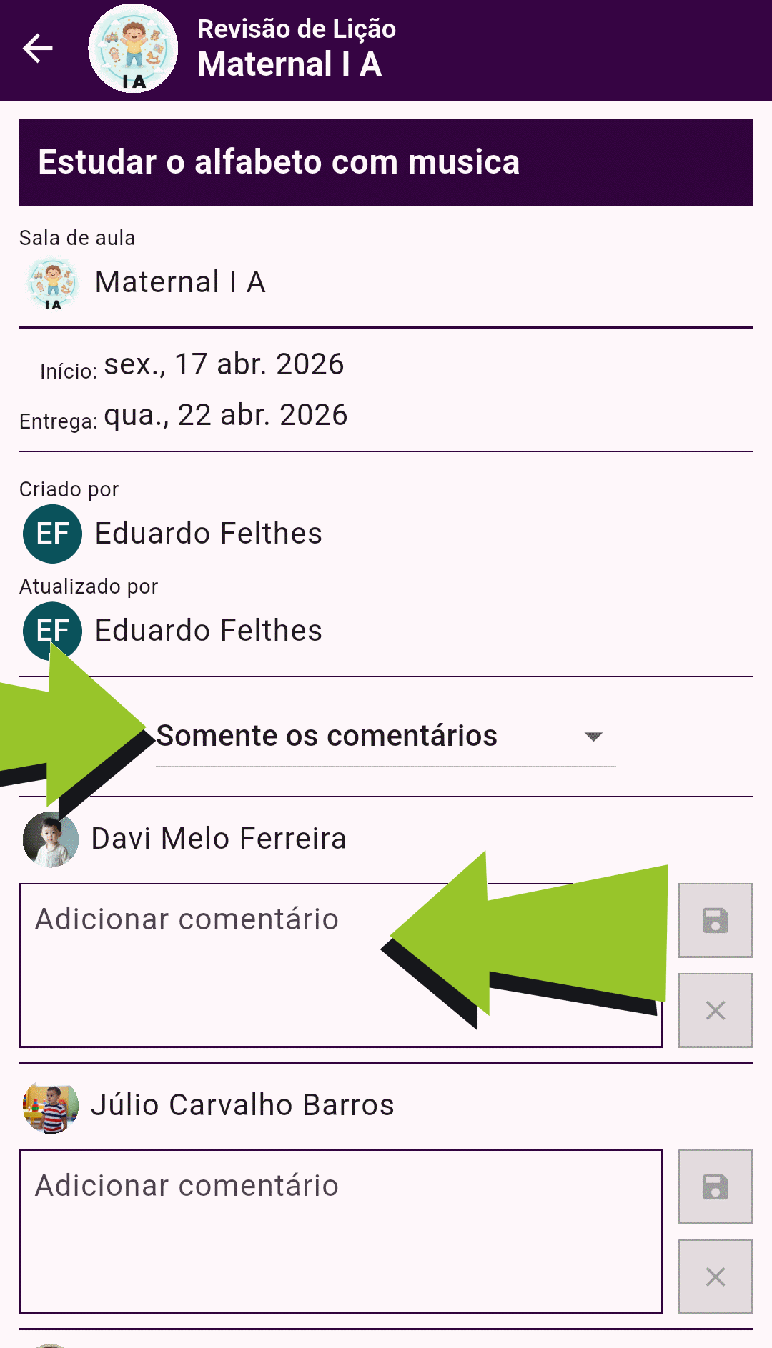 Revisando apenas os comentários