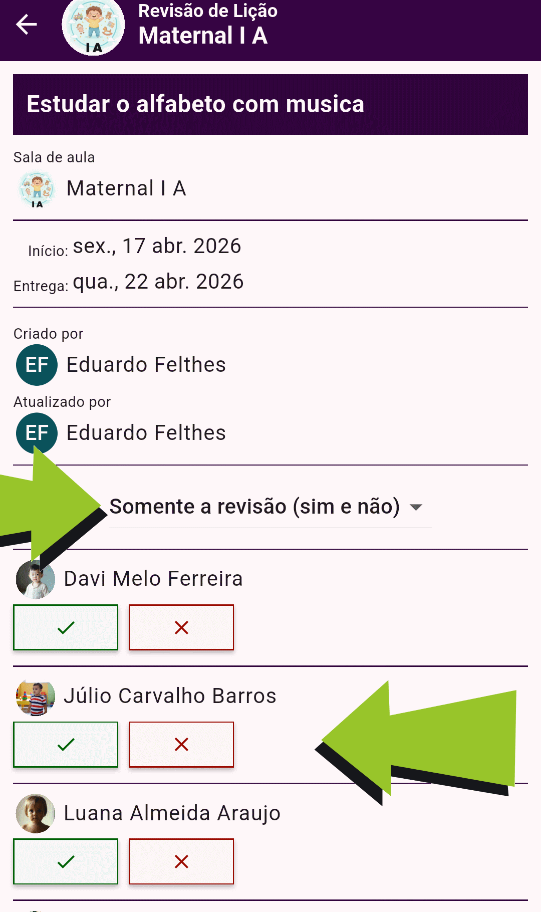 Revisando apenas a entrega